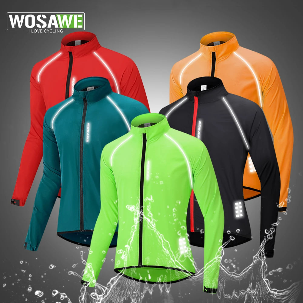 WOSAWE Men’s Ultralight Windproof Cycling Jacket – Reflective & Long Sleeve